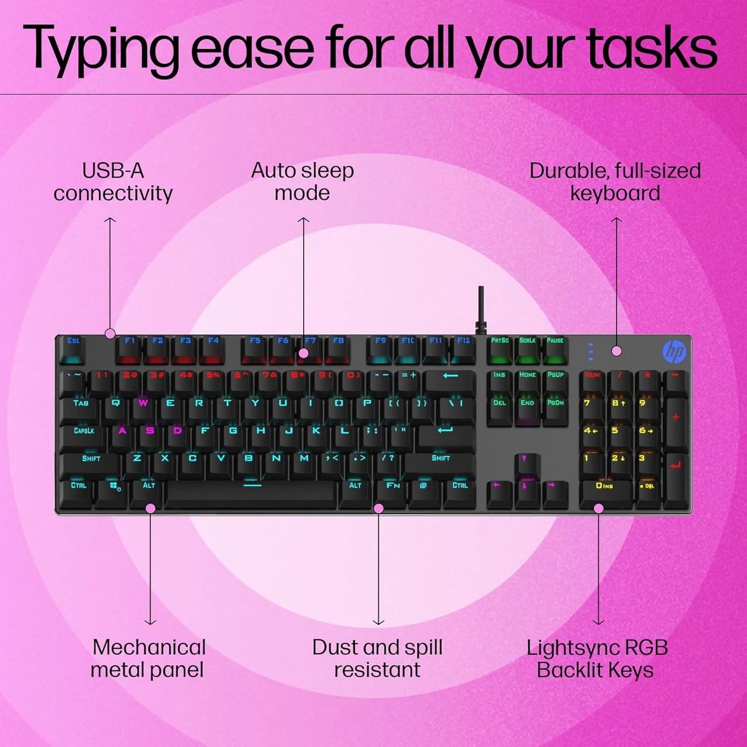 HP USB Keyboard Gaming Mechanical GK400F (Black) view 2